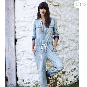 Free People Denim Utility Coverall Onsie